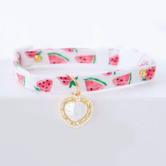 Pearls & Heart Cat Collar