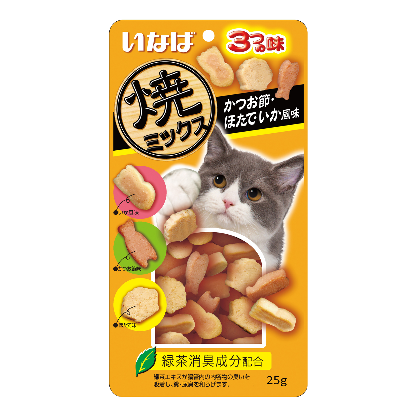CIAO Soft Bits Mix Tuna and Chicken Fillet with Dried Bonito Scallop and Squid Flavor 25g