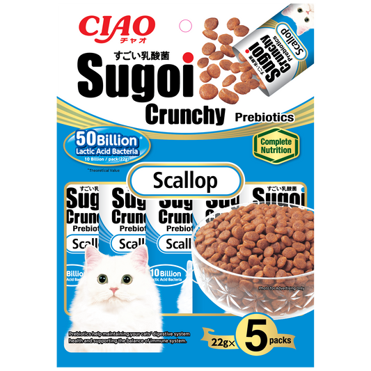 CIAO Sugoi Crunchy Scallop Flavor Plus Prebiotics 22g x 5