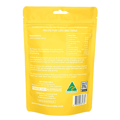 Freeze Dry Australia Chicken Necks Cat & Dog Treats 100g