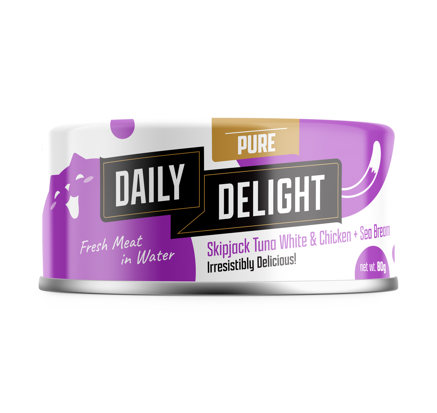 Daily Delight Pure Skipjack Tuna White & Chicken with Sea Bream 80g