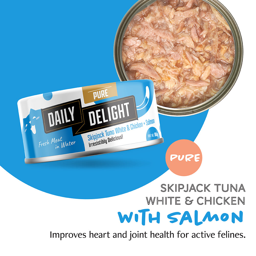 Daily Delight Pure Skipjack Tuna White & Chicken with Salmon 80g