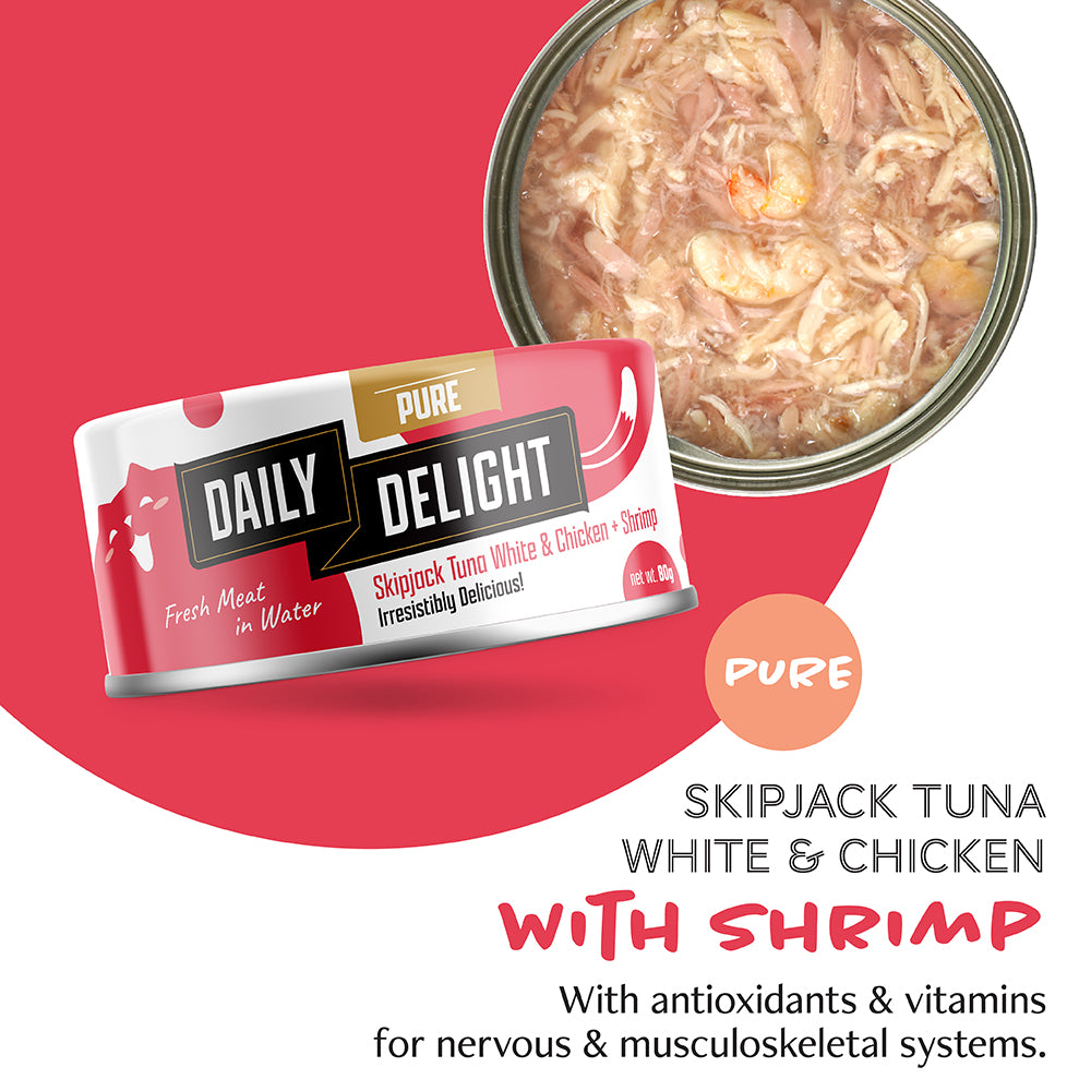 Daily Delight Pure Skipjack Tuna White & Chicken with Shrimp 80g