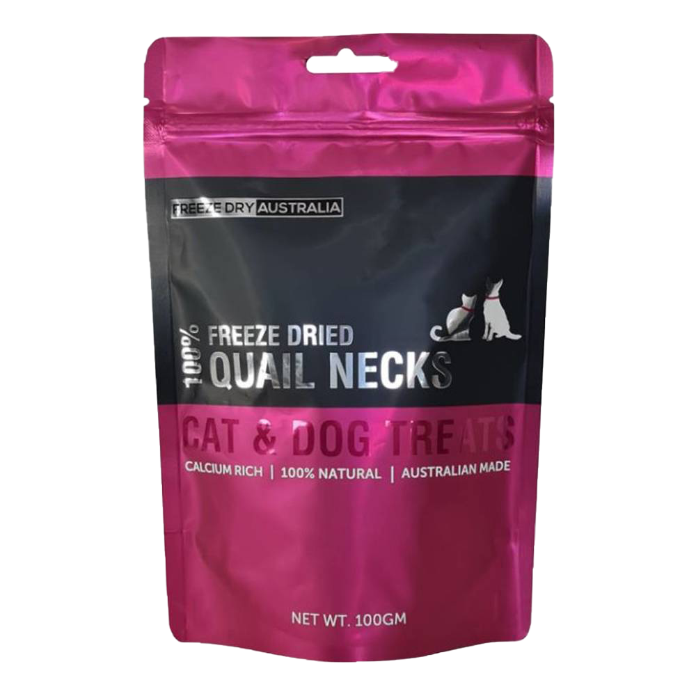Freeze Dry Australia Quail Necks Cat & Dog Treats 100g