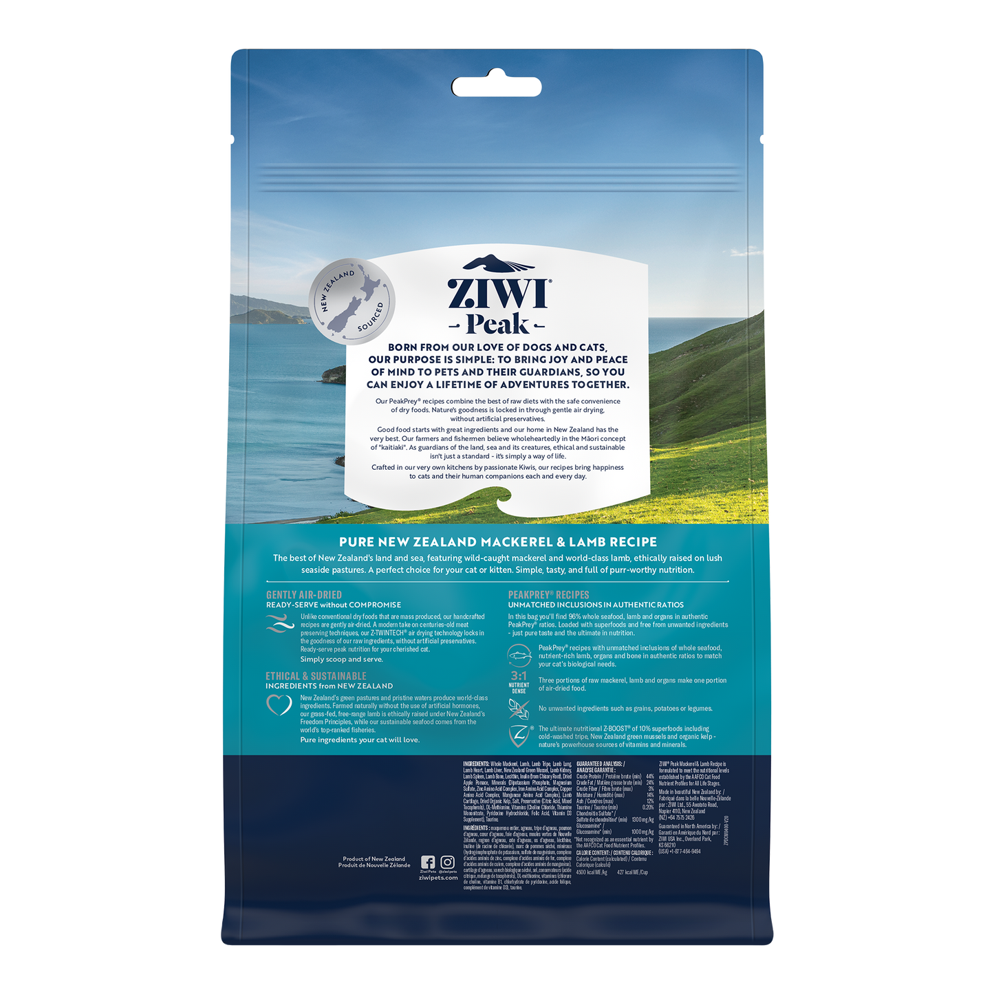 ZIWI Peak Air-Dried Mackerel & Lamb Cat Food 400g