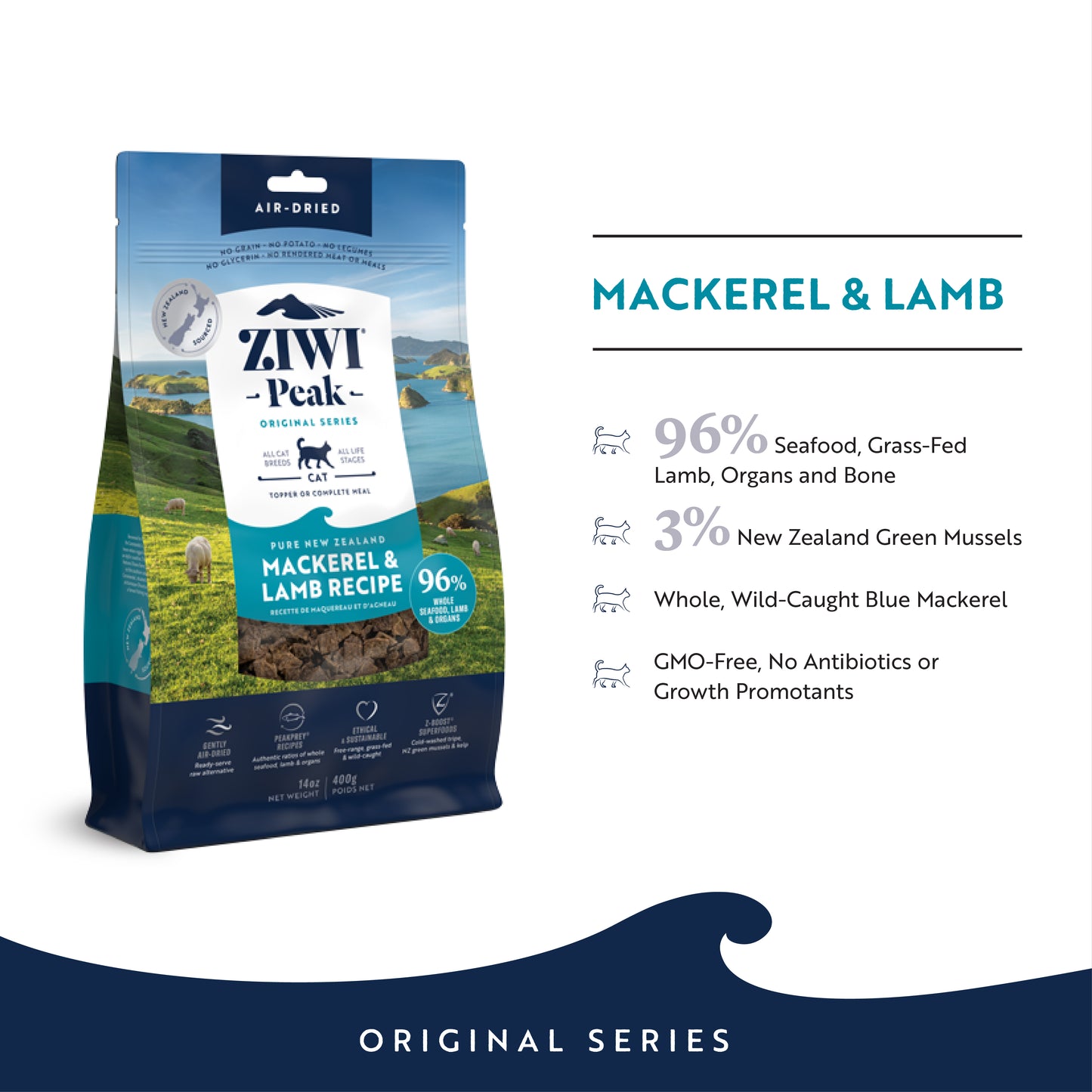 ZIWI Peak Air-Dried Mackerel & Lamb Cat Food 400g