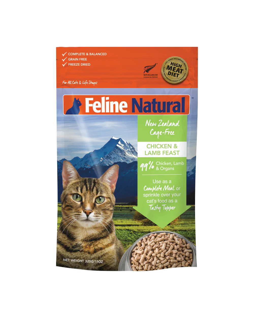 Feline Natural Freeze-Dried Chicken & Lamb Feast 320g