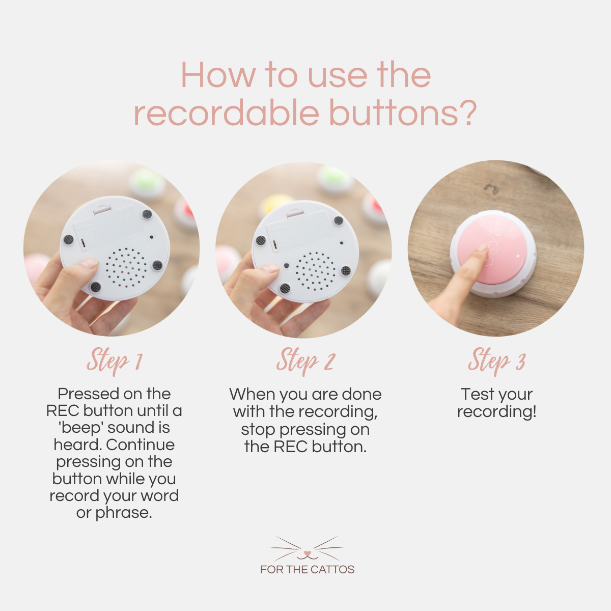Teach Your Cat to Talk - Recordable Buttons (Set of 3)