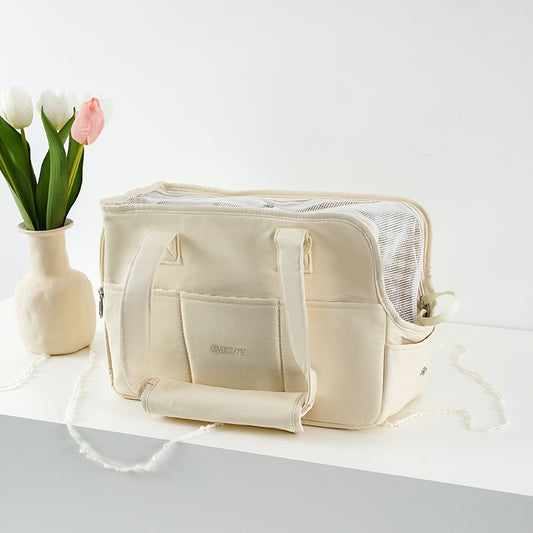 Pet Carrier Shoulder Bag - Beige (by Onecute)