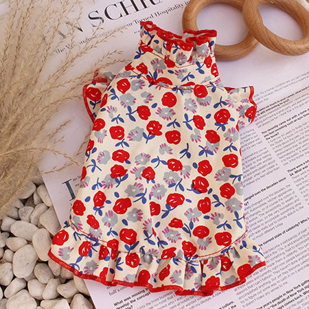 Poppy Field High Collar Dress