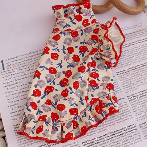 Poppy Field High Collar Dress