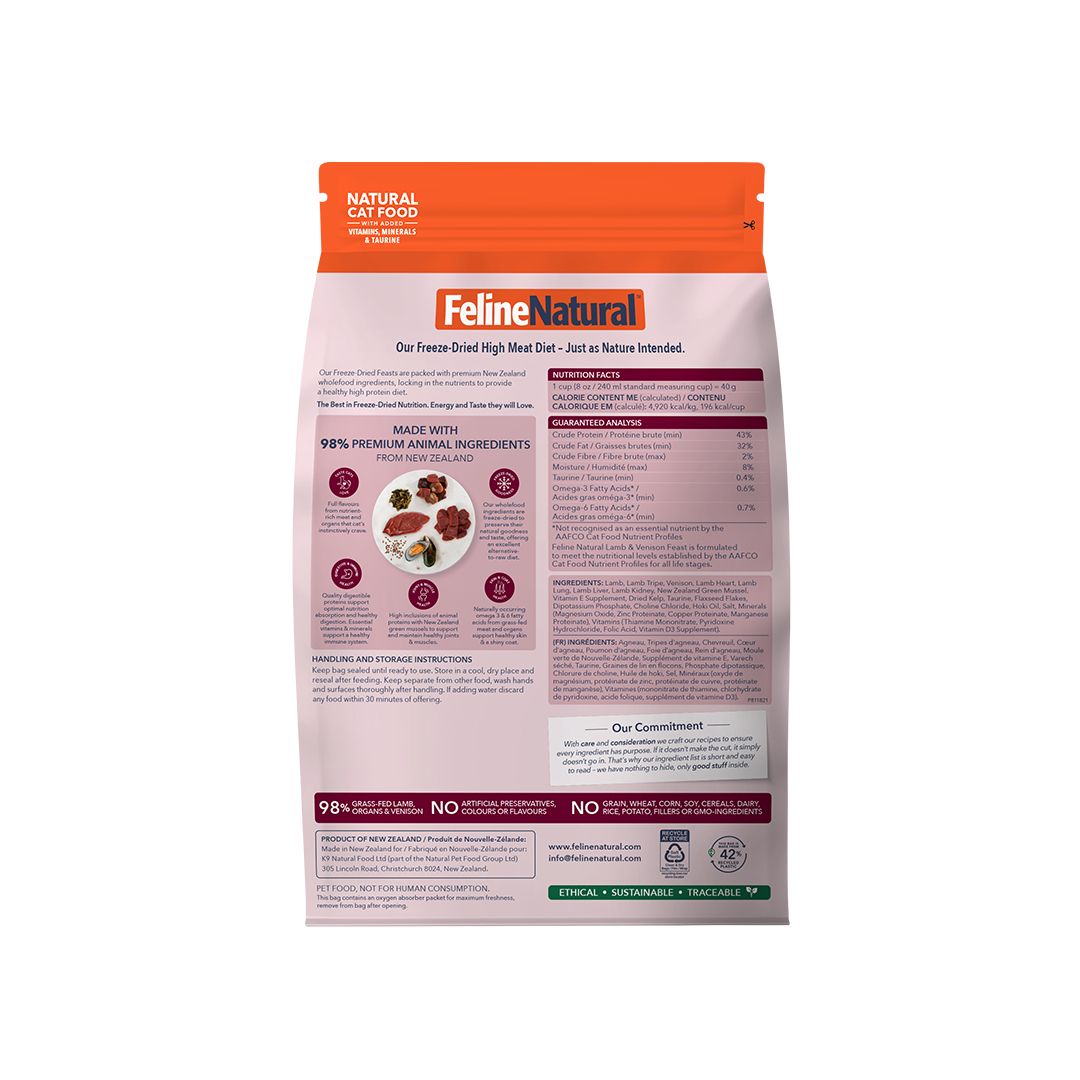 Feline Natural Freeze-Dried Lamb & Venison Feast 320g