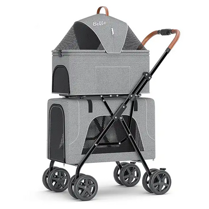 [ᴘʀᴇ-ᴏʀᴅᴇʀ] Bello Double-Deck Detachable Pet Stroller/Pram (3 Colors)