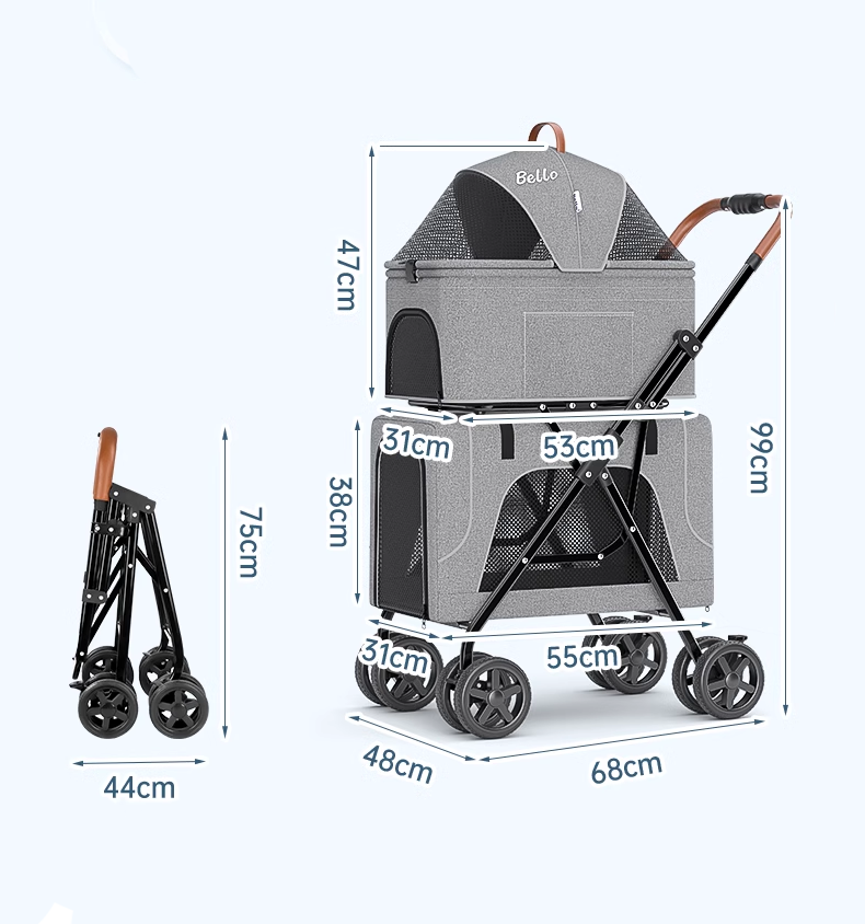 [ᴘʀᴇ-ᴏʀᴅᴇʀ] Bello Double-Deck Detachable Pet Stroller/Pram (3 Colors)