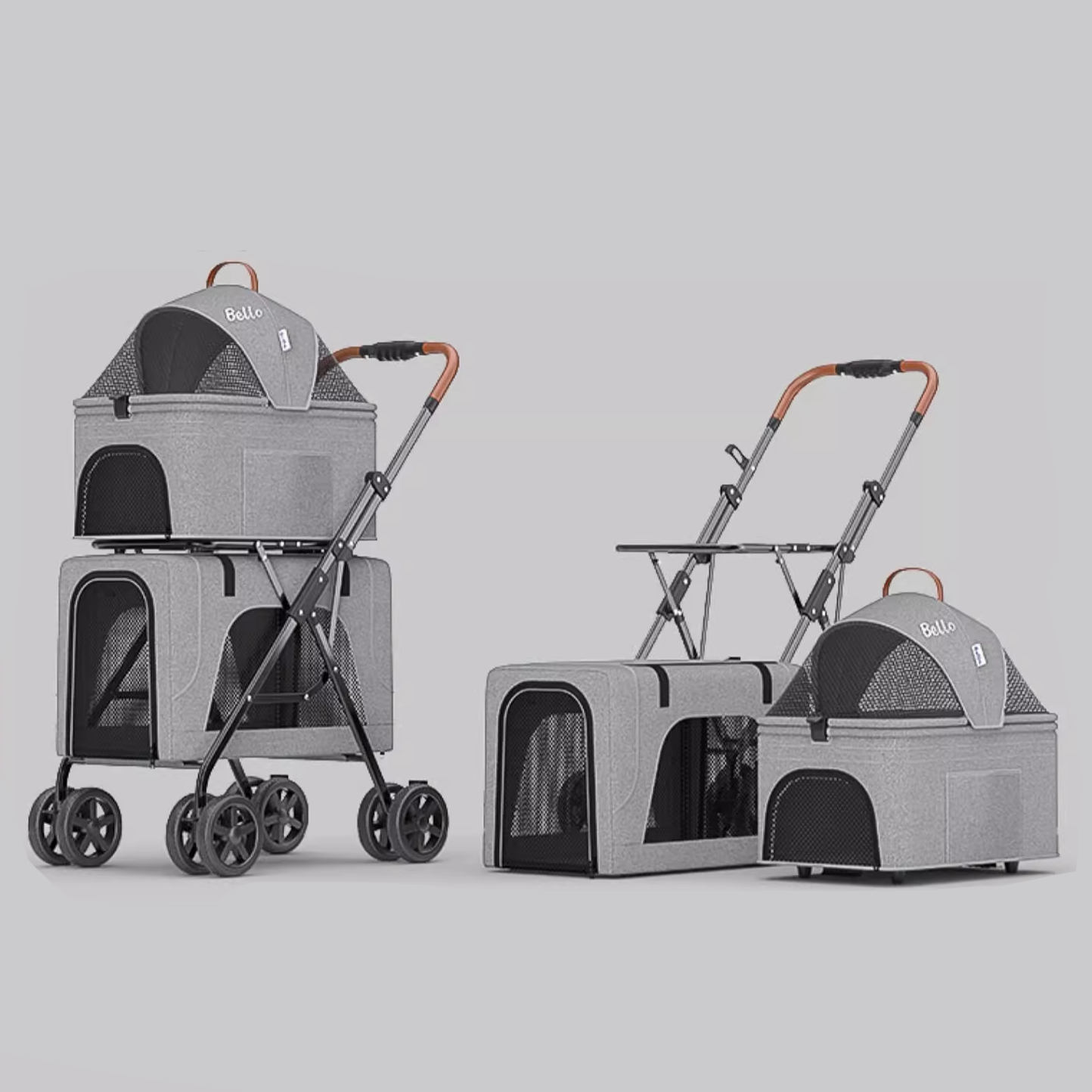 Bello Double Deck Detachable Pet Stroller Pram 3 Colors