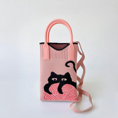 Catlady's Mini Knitted Crossbody Bag