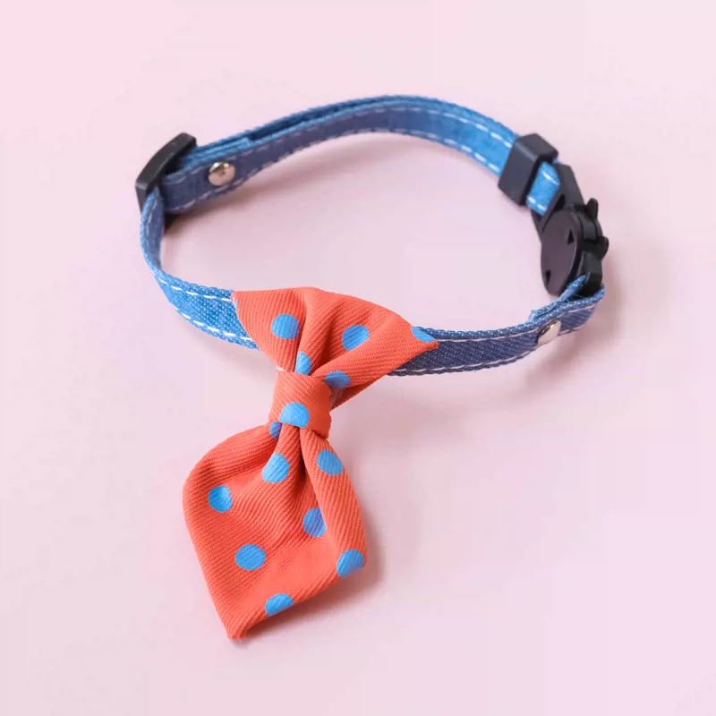 Dottie Polkie Tie Cat Collar