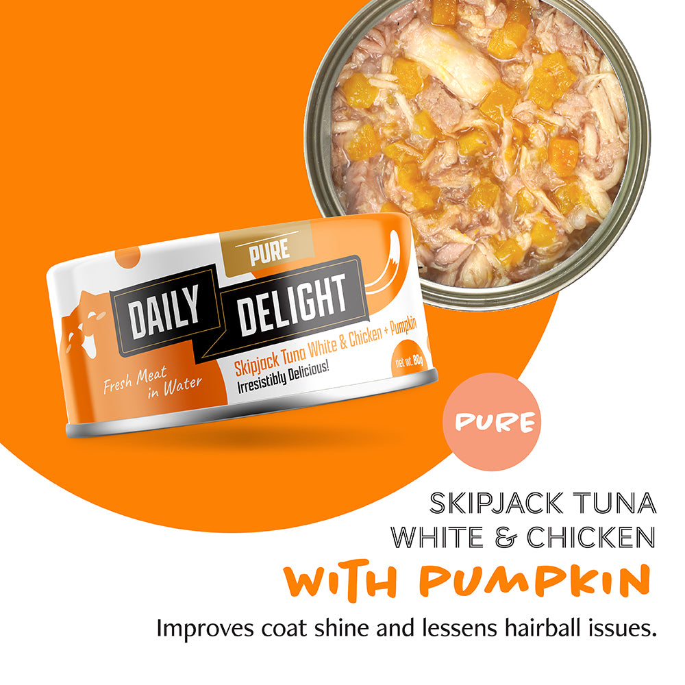 Daily Delight Pure Skipjack Tuna White & Chicken with Pumpkin 80g