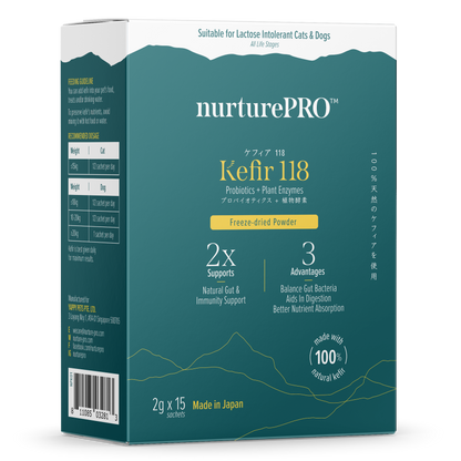Nurture Pro Kefir 118 Probiotics + Plant Enzymes Freeze-Dried Powder Supplement For Cats & Dogs 2g x 15