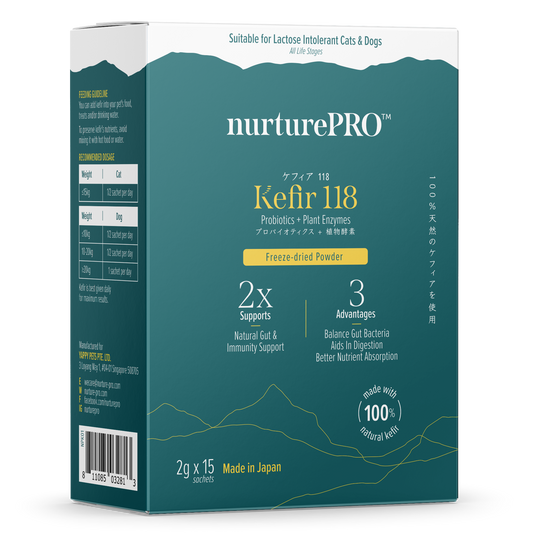 Nurture Pro Kefir 118 Probiotics + Plant Enzymes Freeze-Dried Powder Supplement For Cats & Dogs 2g x 15