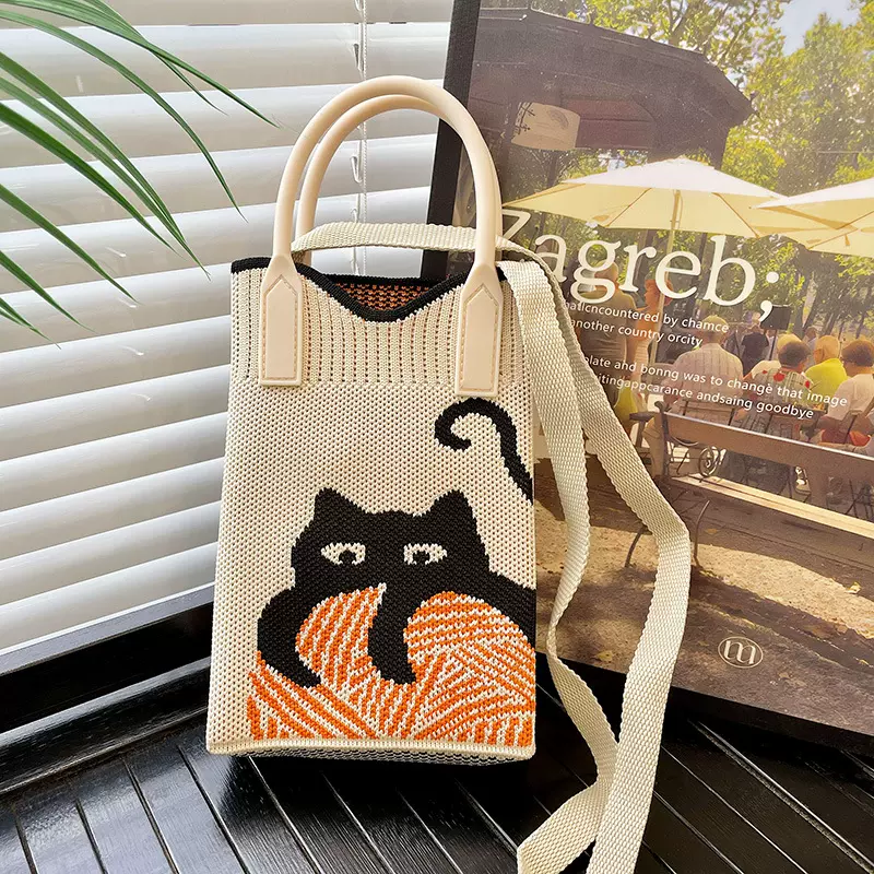 Catlady's Mini Knitted Crossbody Bag