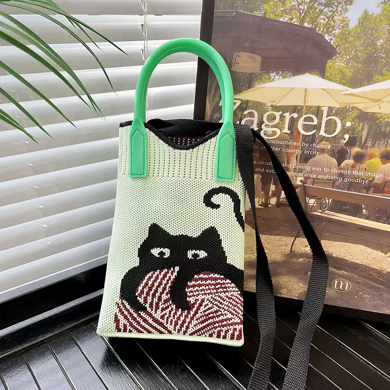 Catlady's Mini Knitted Crossbody Bag