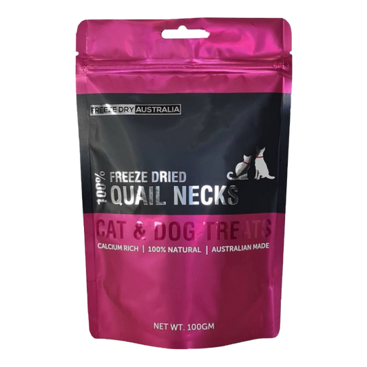 Freeze Dry Australia Quail Necks Cat & Dog Treats 100g