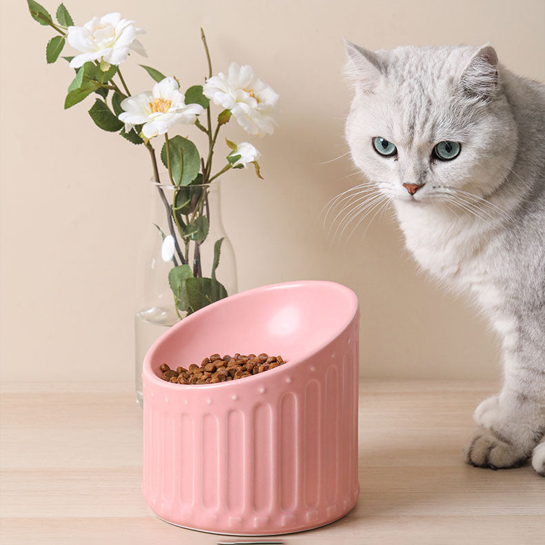 Rome Ceramic Food Water Bowl Set Pink FOR THE CATTOS