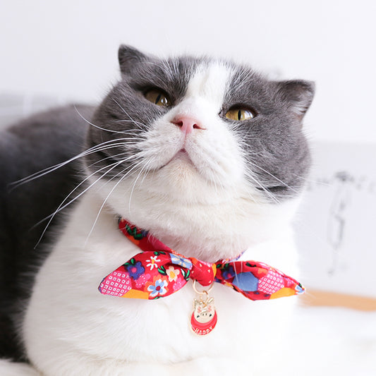 Fortune Piggy Ribbon Cat Collar