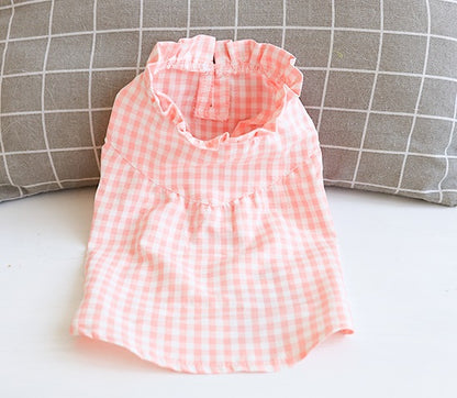 Pink Checkered Blouse & Knitted Vest (Two-Piece)