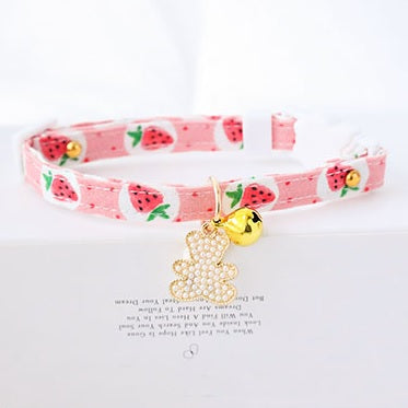 Strawberries & Pearl-Teddy Cat Collar