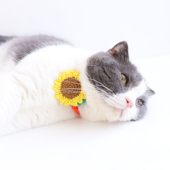 Sunflower Crochet Cat Collar