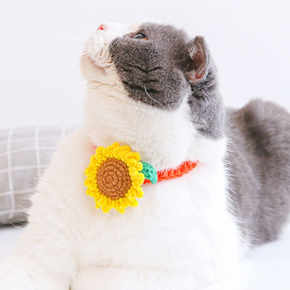 Sunflower Crochet Cat Collar